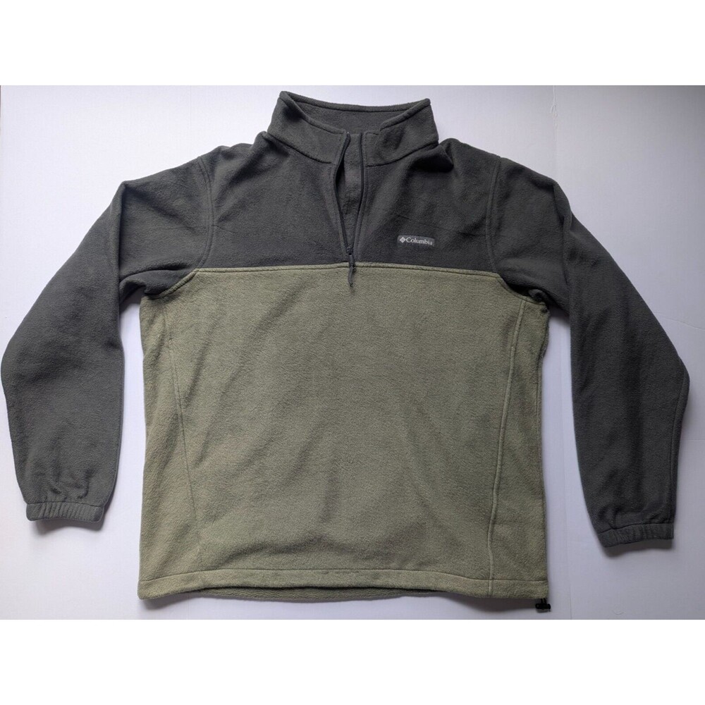 Columbia Steens Mountain Full Zip Fleece Jacket Sweater Gray Green Sheen XL Mens